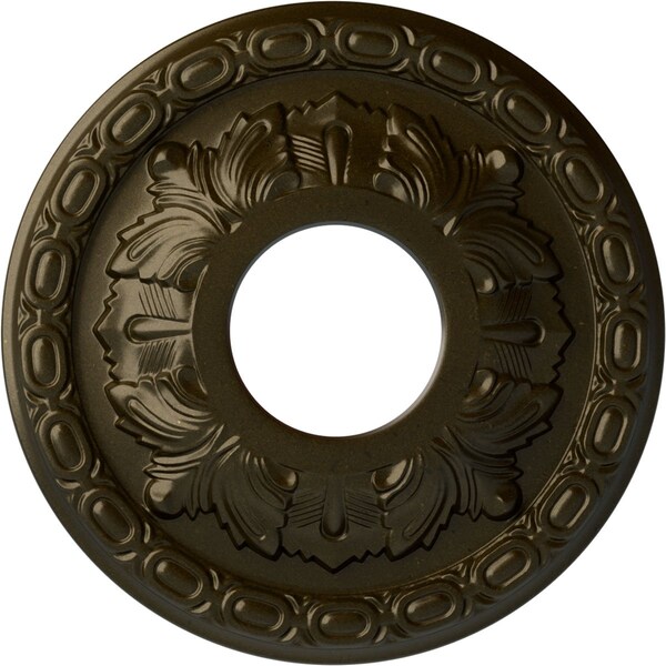 Ekena Millwork Leaf Ceiling Medallion (Fits Canopies up to 4 3/4"), 11 3/8"OD x 3 5/8"ID x 1 1/8"P, Green Gold CM11LFGGS - main